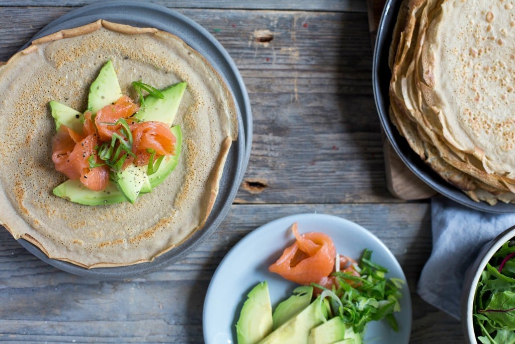 Buckwheat Crepes with Smoked Salmon and Avocado - Portrait