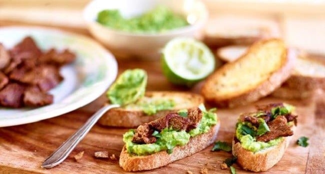 Crostini with Spiced Lamb and Avocado