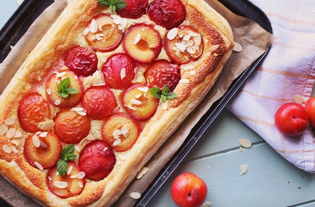 Plum & almond tart