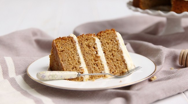 Roasted Butternut Squash Cake Recipe with Goats Cheese Icing and Honeyed Walnuts by Cove Cake Design