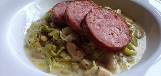 Mustard Creamed Leeks & Cannellini Beans with Morteau Sausage by Niamh Mannion