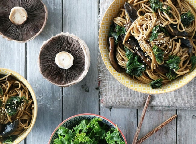 Mushroom and Kale Soba Noodles Recipe by The Tiny Vegan Kitchen