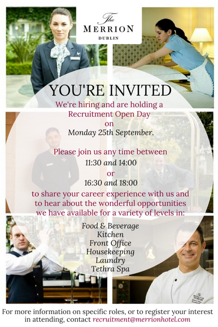 You Can Find the Job of your Dreams at The Merrion Hotel's Open Day this 25th of September