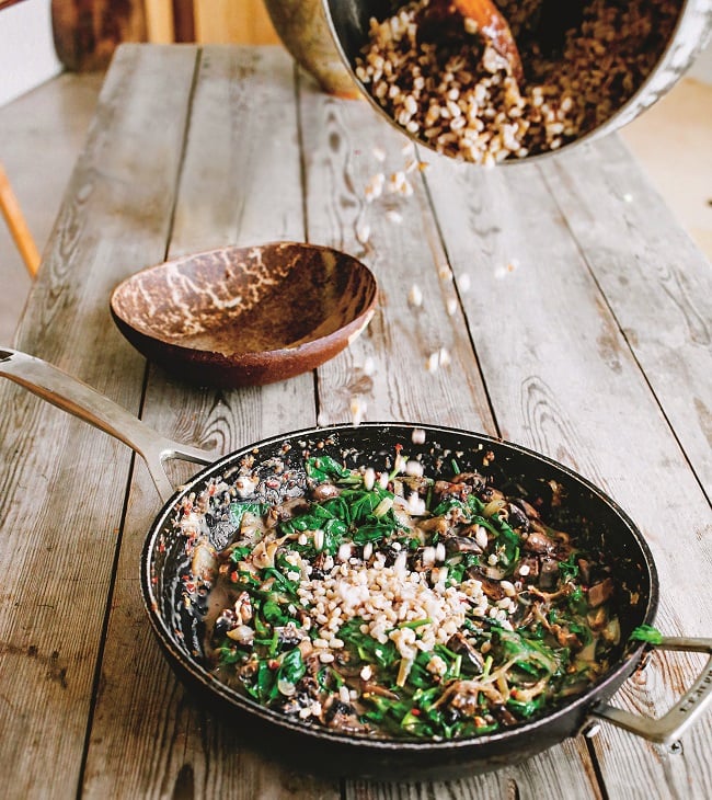 Mushroom and Spinach Spelteree Recipe 1