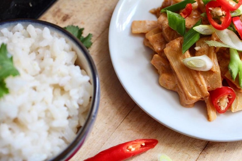 Spicy Bamboo Shoots with Sticky Rice Recipe By The Baking Nutritionist