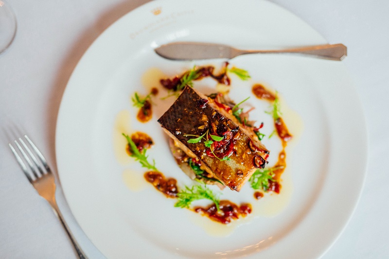 Glazed Salmon with Red Onions & Aubergines Recipe From Dromoland Castle