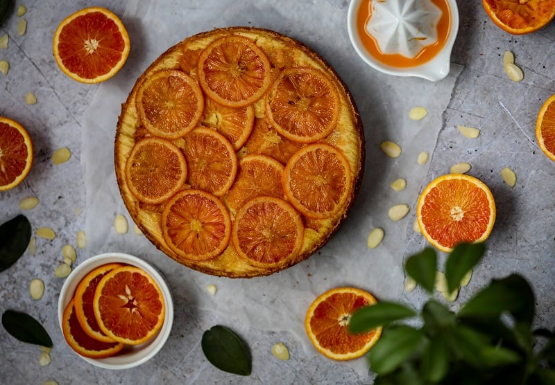 Blood Orange & Almond Upside Down Cake Recipe By Monika Coghlan