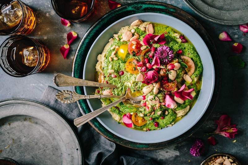 Roasted Almonds Spinach & Fava Beans Hummus Recipe By My Nutrition Ireland
